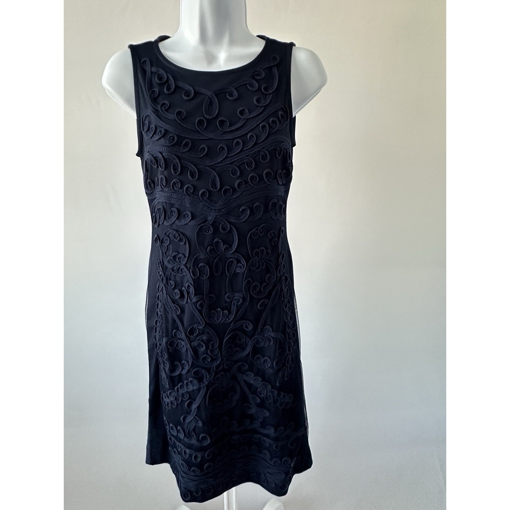 Lilly Pulitzer Sheath Dress Womens Navy Blue Ribbon Mesh Soutache Sleeveless XS - Picture 2 of 5